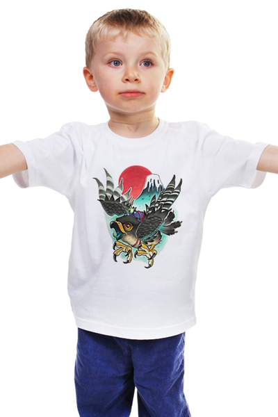 Заказать детскую футболку в Москве. Детская футболка классическая унисекс Орёл в горах от ПРИНТЫ ПЕЧАТЬ  - готовые дизайны и нанесение принтов.