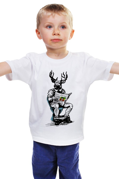Заказать детскую футболку в Москве. Детская футболка классическая унисекс Олень на унитазе от denis01001 - готовые дизайны и нанесение принтов.
