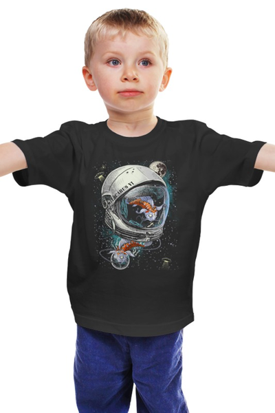 Заказать детскую футболку в Москве. Детская футболка классическая унисекс Карп Космонавт от printik - готовые дизайны и нанесение принтов.