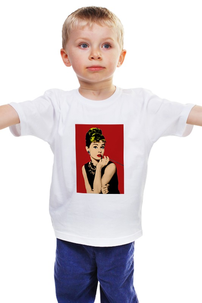 Заказать детскую футболку в Москве. Детская футболка классическая унисекс Одри Хепбёрн (Audrey Hepburn) от Дмитрий Светличный - готовые дизайны и нанесение принтов.