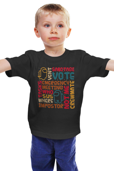 Заказать детскую футболку в Москве. Детская футболка классическая унисекс Among Us Glossary Retro от El Fox - готовые дизайны и нанесение принтов.
