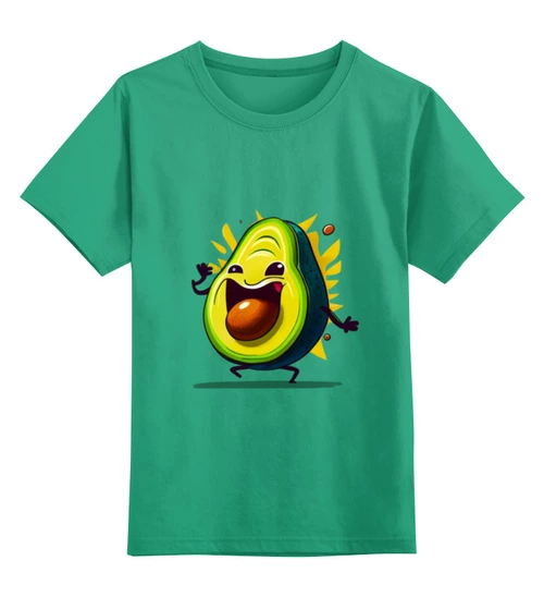 Заказать детскую футболку в Москве. Детская футболка классическая унисекс Детская футболка "Веселый авокадо" от elenakolomina@gmail.com - готовые дизайны и нанесение принтов.