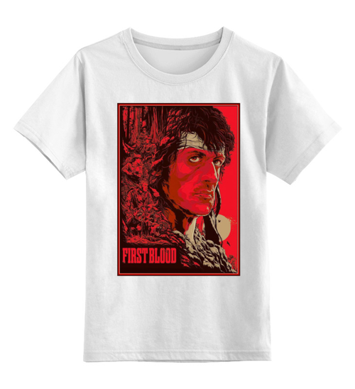 Заказать детскую футболку в Москве. Детская футболка классическая унисекс Sylvester Stallone / First Blood от Leichenwagen - готовые дизайны и нанесение принтов.