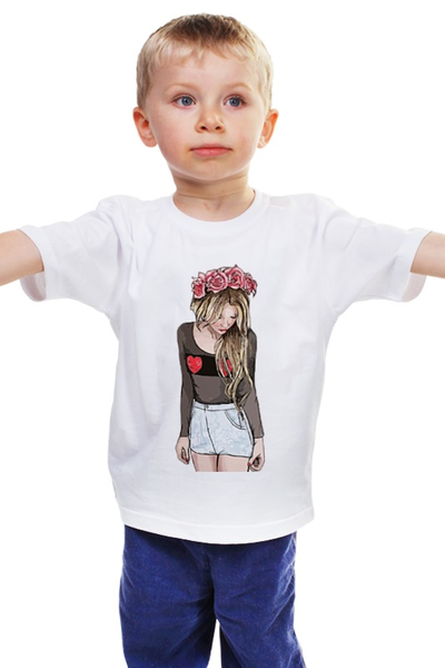 Заказать детскую футболку в Москве. Детская футболка классическая унисекс Девушка с венком от priceless - готовые дизайны и нанесение принтов.