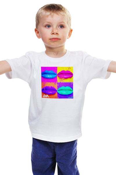 Заказать детскую футболку в Москве. Детская футболка классическая унисекс POP LIPS  от byEVA.ru - готовые дизайны и нанесение принтов.