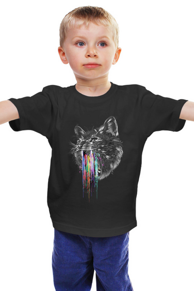 Заказать детскую футболку в Москве. Детская футболка классическая унисекс Радужный кот от ISliM - готовые дизайны и нанесение принтов.