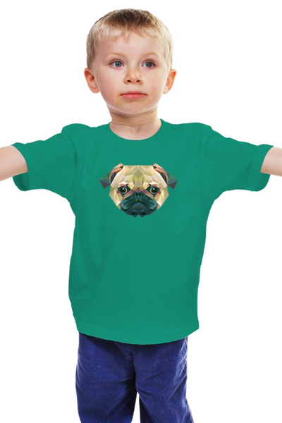 Заказать детскую футболку в Москве. Детская футболка классическая унисекс Полигональный мопс от oldman - готовые дизайны и нанесение принтов.