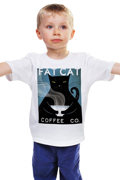 Заказать детскую футболку в Москве. Детская футболка классическая унисекс Fat Cat от Pinky-Winky - готовые дизайны и нанесение принтов.