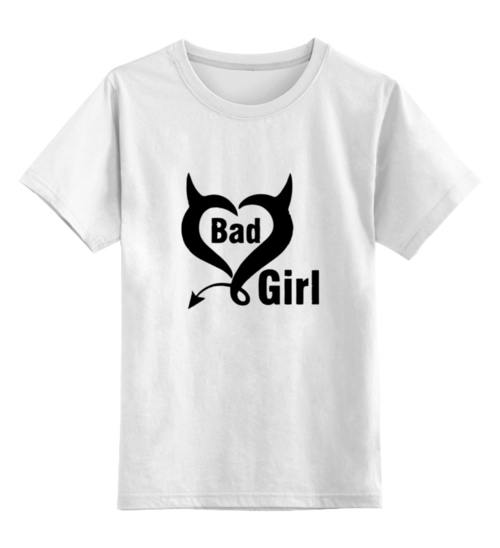 Заказать детскую футболку в Москве. Детская футболка классическая унисекс Bad girl (Плохая девченка) от Easy-store - готовые дизайны и нанесение принтов.