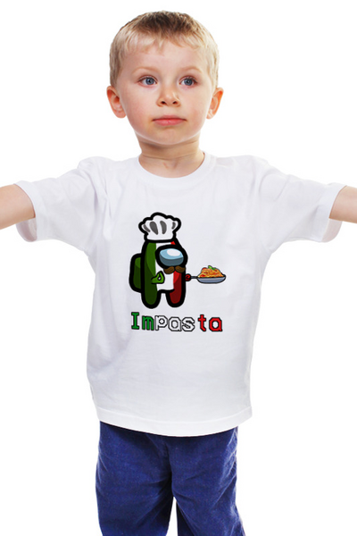 Заказать детскую футболку в Москве. Детская футболка классическая унисекс Among Us Impasta от El Fox - готовые дизайны и нанесение принтов.