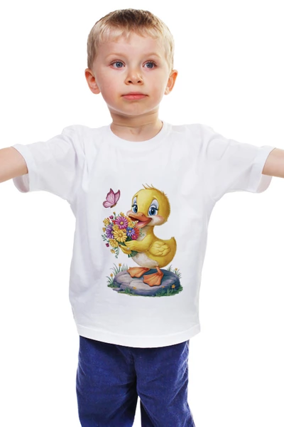 Заказать детскую футболку в Москве. Детская футболка классическая унисекс Утёнок с цветами от Сергей  - готовые дизайны и нанесение принтов.
