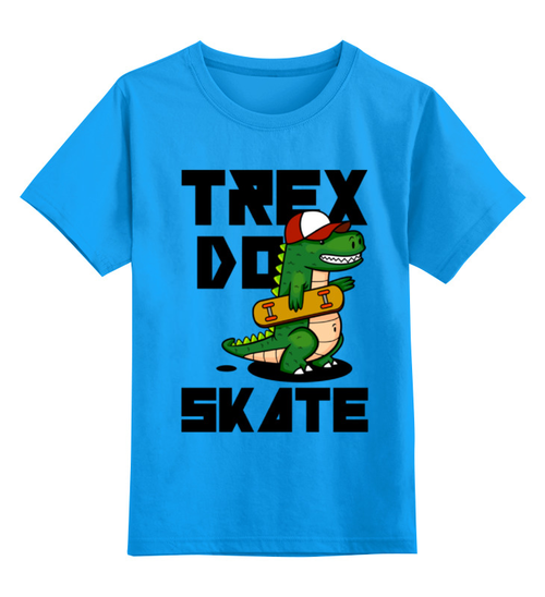 Заказать детскую футболку в Москве. Детская футболка классическая унисекс Динозавр на Скейте от coolmag - готовые дизайны и нанесение принтов.