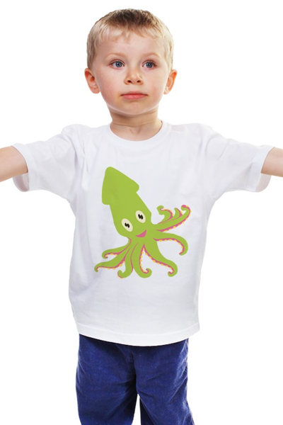 Заказать детскую футболку в Москве. Детская футболка классическая унисекс Осминожек от BeliySlon - готовые дизайны и нанесение принтов.