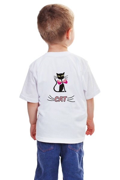 Заказать детскую футболку в Москве. Детская футболка классическая унисекс кошка cat от nikol - готовые дизайны и нанесение принтов.