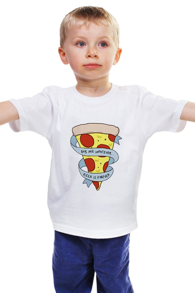 Заказать детскую футболку в Москве. Детская футболка классическая унисекс Пицца Навсегда от coolmag - готовые дизайны и нанесение принтов.