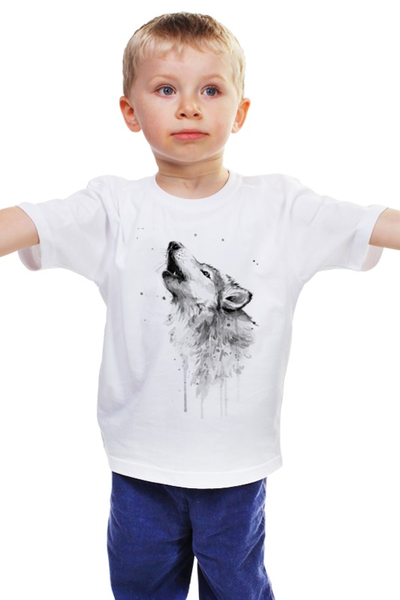 Заказать детскую футболку в Москве. Детская футболка классическая унисекс Акварельный Волк от printik - готовые дизайны и нанесение принтов.