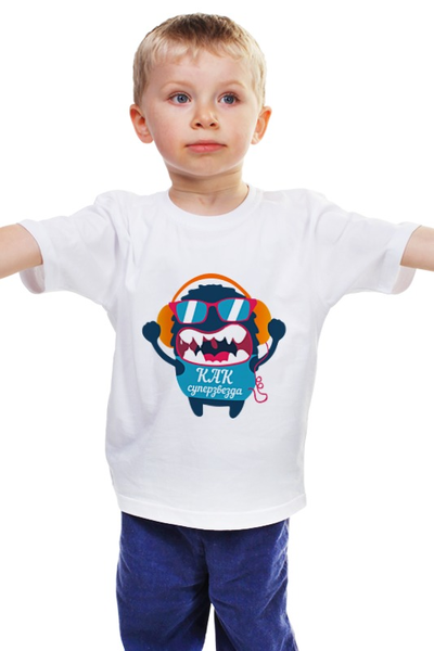 Заказать детскую футболку в Москве. Детская футболка классическая унисекс Суперзвезда от ANDREI M - готовые дизайны и нанесение принтов.