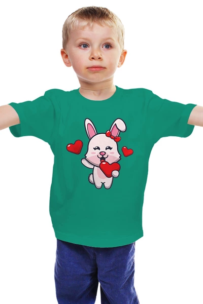 Заказать детскую футболку в Москве. Детская футболка классическая унисекс Любовь - Зайка от skynatural - готовые дизайны и нанесение принтов.