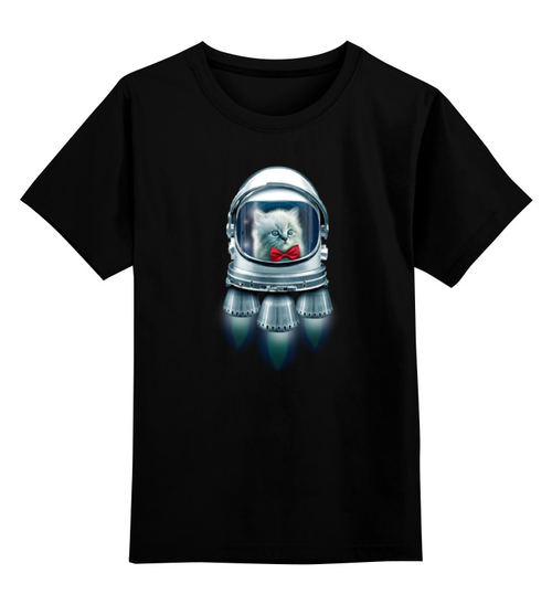 Заказать детскую футболку в Москве. Детская футболка классическая унисекс Котёнок Космонавт от Xieros - готовые дизайны и нанесение принтов.