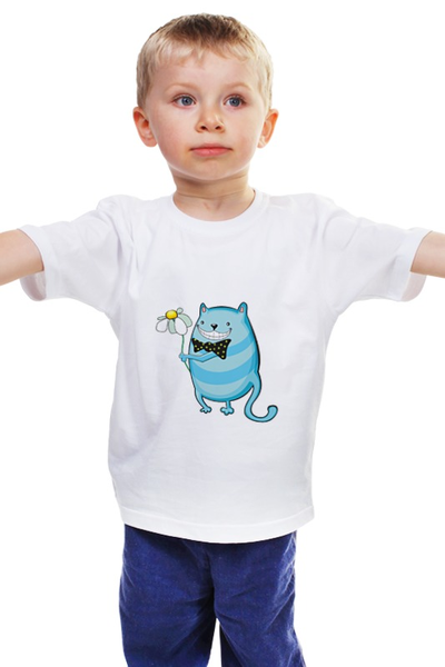 Заказать детскую футболку в Москве. Детская футболка классическая унисекс Кот с цветочком от austmus - готовые дизайны и нанесение принтов.