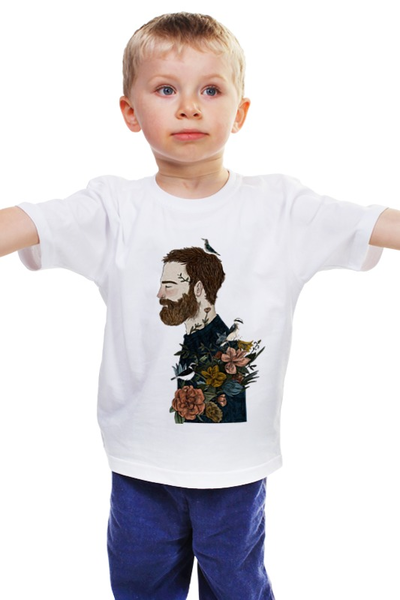 Заказать детскую футболку в Москве. Детская футболка классическая унисекс Бородач от Blue whale - готовые дизайны и нанесение принтов.