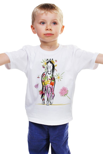 Заказать детскую футболку в Москве. Детская футболка классическая унисекс horse от Команда помощи немецким боксерам - готовые дизайны и нанесение принтов.