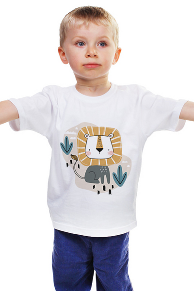 Заказать детскую футболку в Москве. Детская футболка классическая унисекс Задумчивый лев от printeriumstore@gmail.com - готовые дизайны и нанесение принтов.