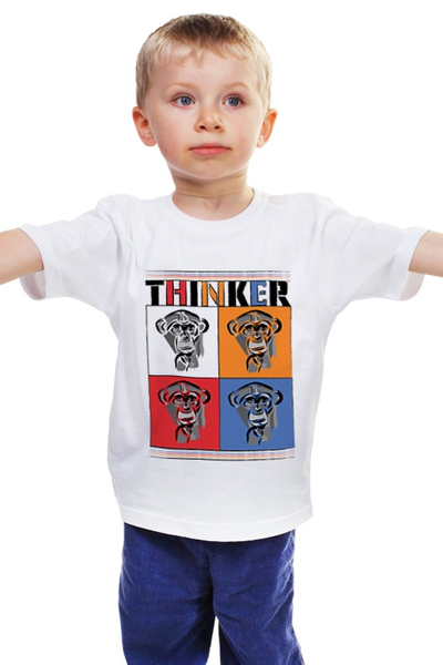 Заказать детскую футболку в Москве. Детская футболка классическая унисекс Мыслитель от PolinaPo - готовые дизайны и нанесение принтов.