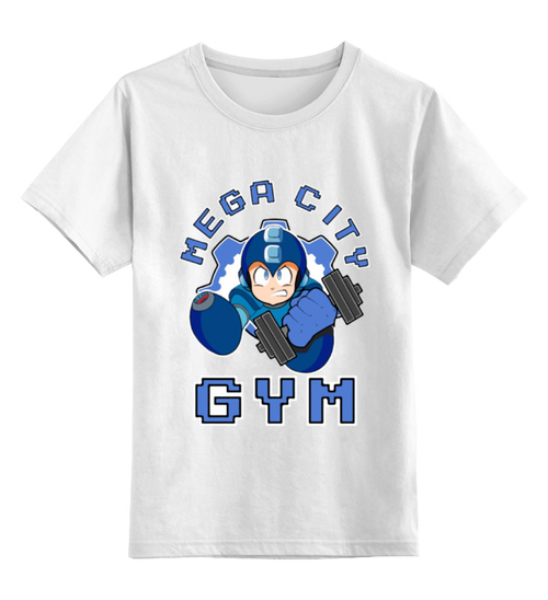Заказать детскую футболку в Москве. Детская футболка классическая унисекс Mega Man Gym от madw - готовые дизайны и нанесение принтов.