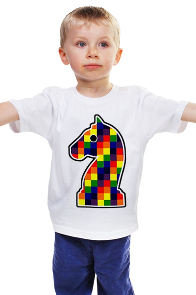 Заказать детскую футболку в Москве. Детская футболка классическая унисекс Конь (Шахматы) от trugift - готовые дизайны и нанесение принтов.