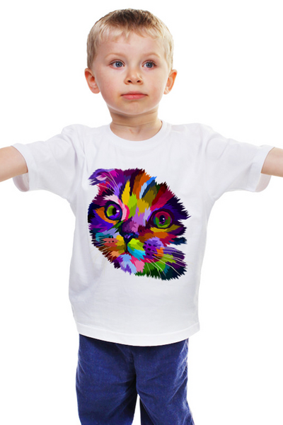 Заказать детскую футболку в Москве. Детская футболка классическая унисекс РАДУЖНЫЙ КОТЕНОК от weeert - готовые дизайны и нанесение принтов.