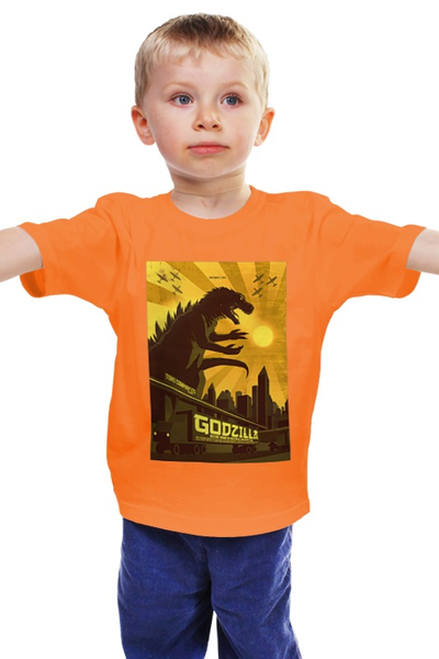 Заказать детскую футболку в Москве. Детская футболка классическая унисекс Godzilla yellow от KinoArt - готовые дизайны и нанесение принтов.
