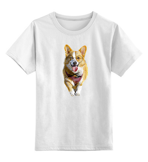 Заказать детскую футболку в Москве. Детская футболка классическая унисекс Корги собака в очках от ArtemLC - готовые дизайны и нанесение принтов.