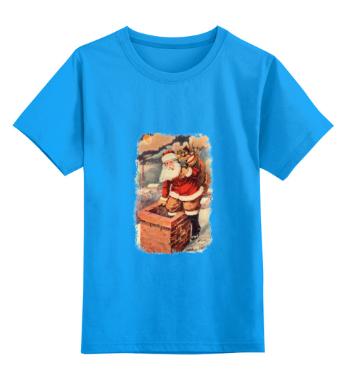 Заказать детскую футболку в Москве. Детская футболка классическая унисекс дед мороз в трубе от Сасок - готовые дизайны и нанесение принтов.