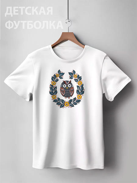 Заказать детскую футболку в Москве. Детская футболка классическая унисекс Сова в цветах от irishkalia - готовые дизайны и нанесение принтов.