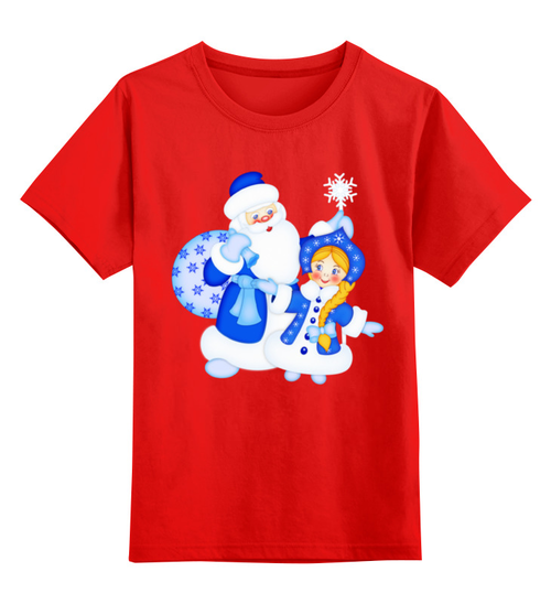 Заказать детскую футболку в Москве. Детская футболка классическая унисекс Дед Мороз и Снегурочка от Виктор Гришин - готовые дизайны и нанесение принтов.