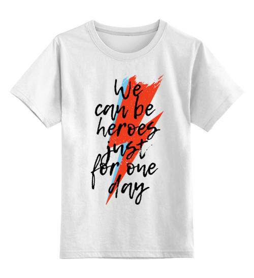 Заказать детскую футболку в Москве. Детская футболка классическая унисекс Heroes. Дэвид Боуи от geekbox - готовые дизайны и нанесение принтов.