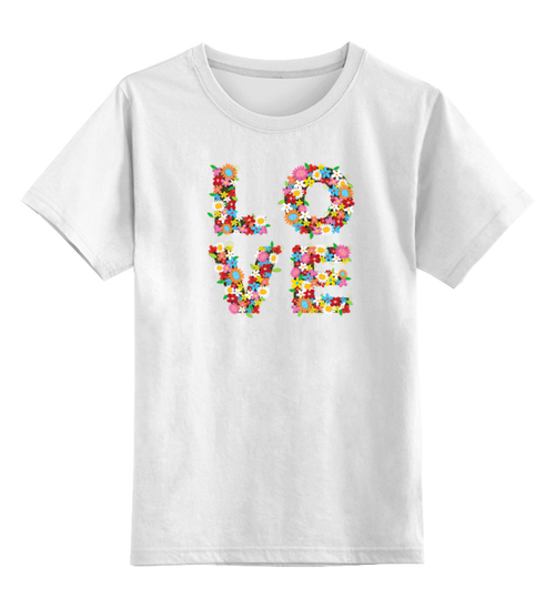 Заказать детскую футболку в Москве. Детская футболка классическая унисекс LOVE  от miss80 - готовые дизайны и нанесение принтов.