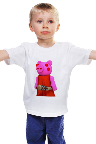Заказать детскую футболку в Москве. Детская футболка классическая унисекс ROBLOX PIGGY - СВИНКА ПИГГИ от weeert - готовые дизайны и нанесение принтов.