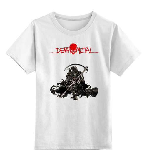 Заказать детскую футболку в Москве. Детская футболка классическая унисекс Death Metal (Смерть) от Илья - готовые дизайны и нанесение принтов.