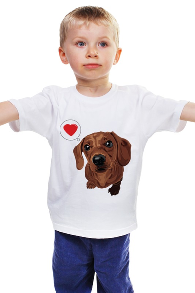 Заказать детскую футболку в Москве. Детская футболка классическая унисекс Такса -любовь от nopperapon - готовые дизайны и нанесение принтов.