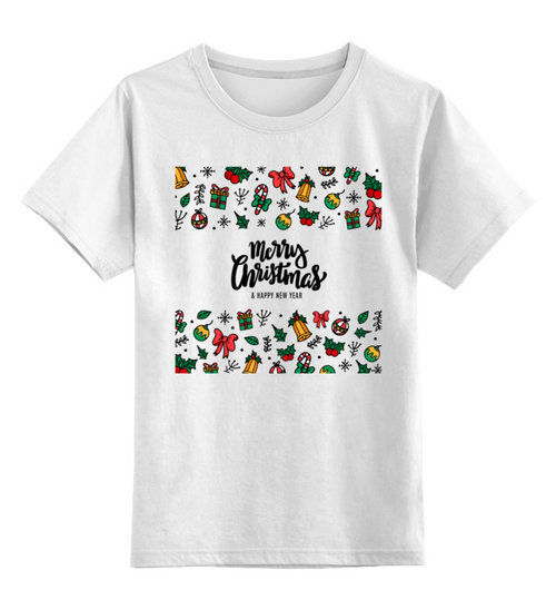 Заказать детскую футболку в Москве. Детская футболка классическая унисекс Merry Christmas от balden - готовые дизайны и нанесение принтов.