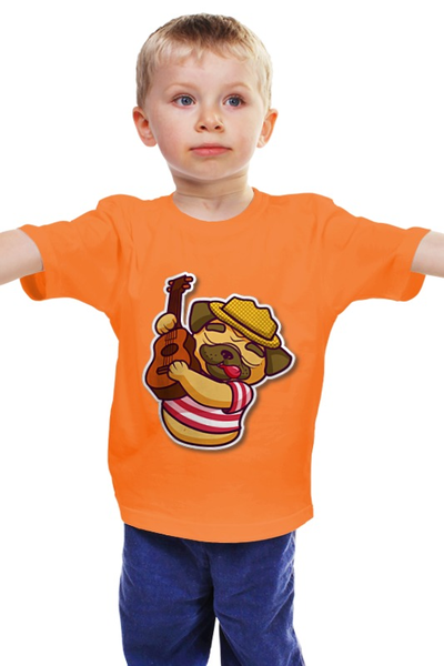 Заказать детскую футболку в Москве. Детская футболка классическая унисекс Мопс-Музыкант от BeliySlon - готовые дизайны и нанесение принтов.