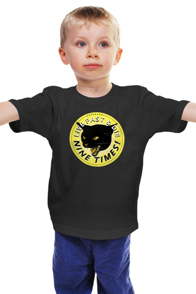 Заказать детскую футболку в Москве. Детская футболка классическая унисекс Чёрная кошка  от T-shirt print  - готовые дизайны и нанесение принтов.
