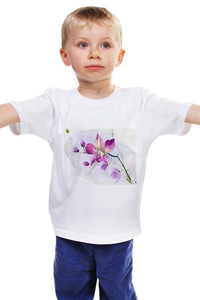 Заказать детскую футболку в Москве. Детская футболка классическая унисекс Розовая орхидея от vnovi - готовые дизайны и нанесение принтов.