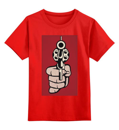 Заказать детскую футболку в Москве. Детская футболка классическая унисекс Револьвер от Виктор Гришин - готовые дизайны и нанесение принтов.
