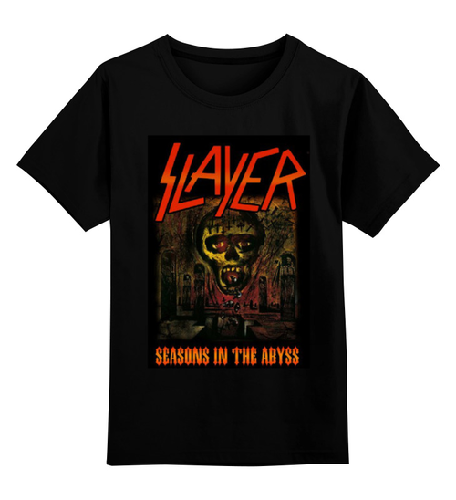 Заказать детскую футболку в Москве. Детская футболка классическая унисекс Slayer-Season In The Abyss 1990 от Илья - готовые дизайны и нанесение принтов.