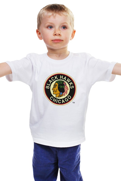Заказать детскую футболку в Москве. Детская футболка классическая унисекс Chicago Black Hawks / NHL USA от KinoArt - готовые дизайны и нанесение принтов.