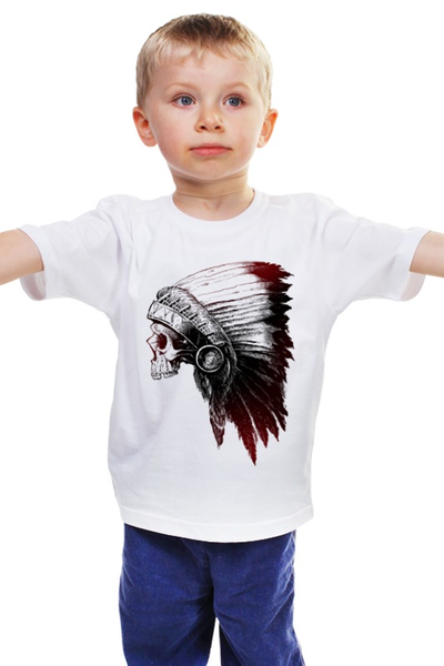 Заказать детскую футболку в Москве. Детская футболка классическая унисекс Череп индейца от printik - готовые дизайны и нанесение принтов.