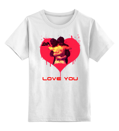 Заказать детскую футболку в Москве. Детская футболка классическая унисекс LOVE YOU от byEVA.ru - готовые дизайны и нанесение принтов.